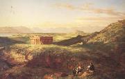 Thomas Cole The Temple of Segesta with the Artist Sketching (mk13) France oil painting artist